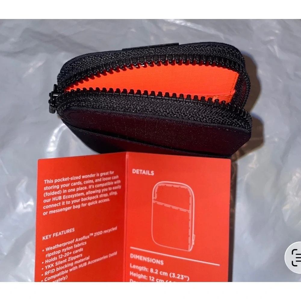 Alpaka Zip Card Pouch Black Axoflux Recycled Ripstop RFID Wallet EDC